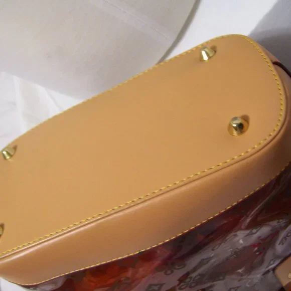 Fashion Handbag See Thru Tortoise and Tortoise Handles Leather Tan Trim NWOT - Picture 4 of 4